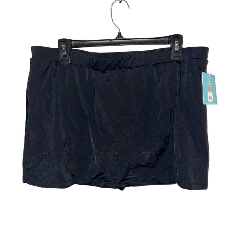 Black Women's Swim Skort with Built-In Shorts